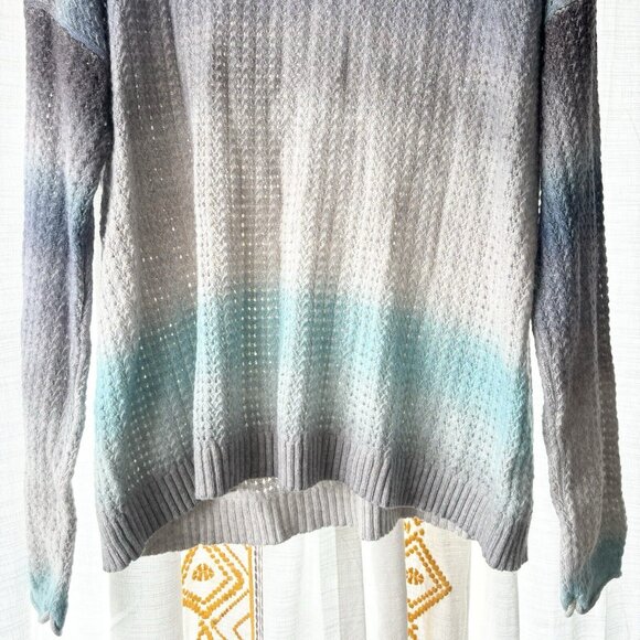 Lisa Todd Color Dreamer Sweater (Size L) Blue Ombré Wool Blend Open Stitch Knit - Picture 4 of 11